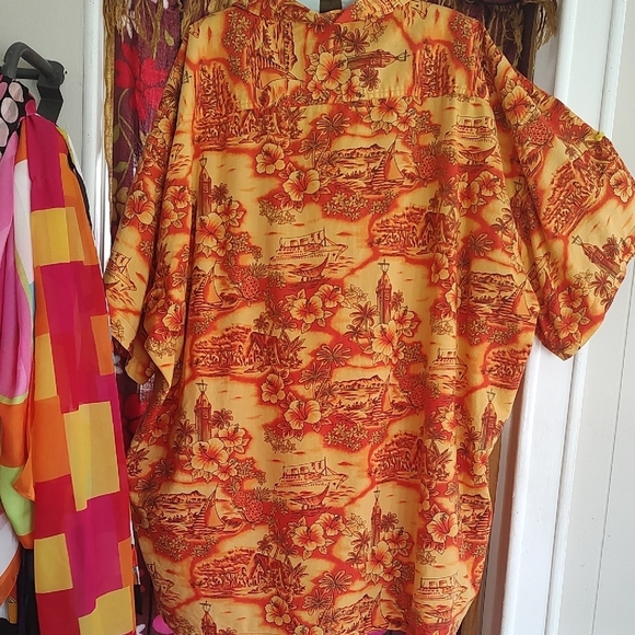 BOXER BOXER Hawaiian Shirt in Vibrant Orange Tropical Print. 3XL - Picture 5 of 12